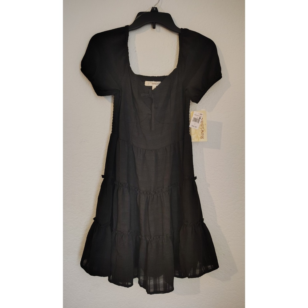 Rewind Black Smocked Dress Size S - NWT